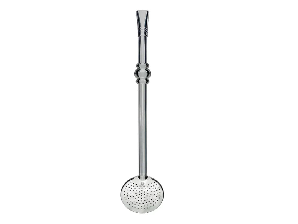 Bombilla Bortonaggio bec plat 22 cm en acier inoxydable avec filtre rond perforé