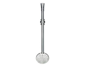 Bombilla Bortonaggio bec plat 22 cm en acier inoxydable avec filtre rond perforé