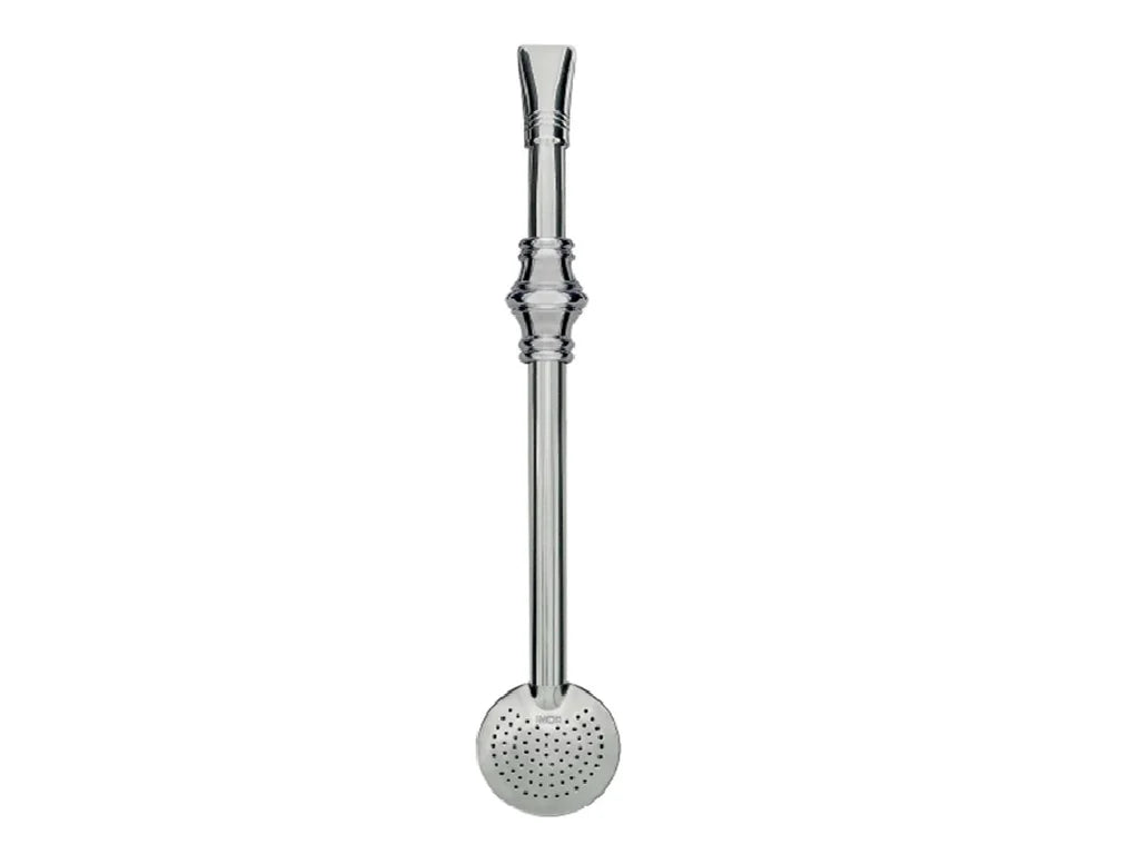 Bombilla Bortonaggio bec plat 19 cm en acier inoxydable avec filtre rond perforé