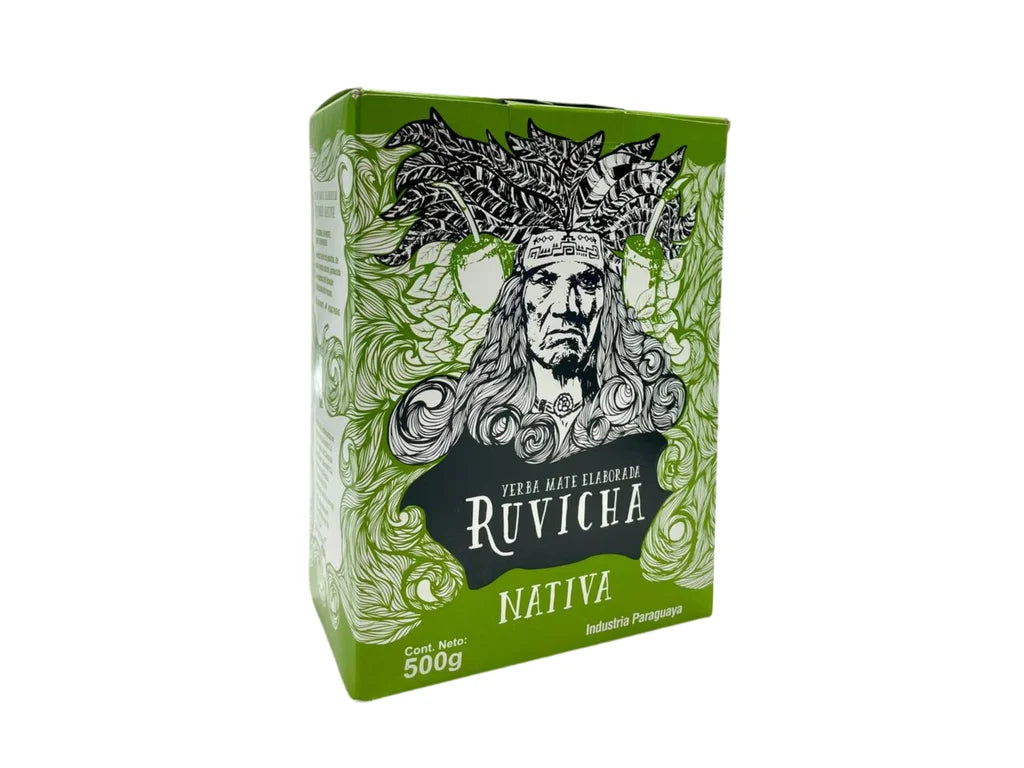 Ruvicha Nativa 500g — yerba maté paraguayenne, boîte verte illustrée