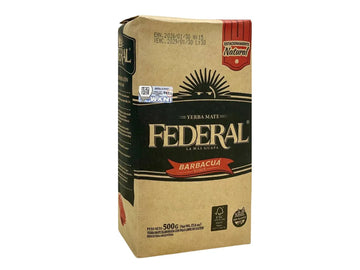 Federal Barbacuá Suave 500g — yerba maté argentine fumée au bois, paquet kraft
