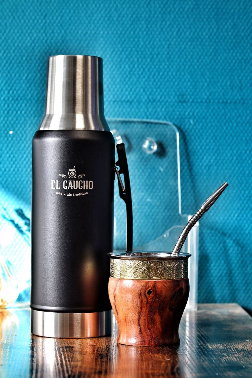 Thermo gaucho avec calebasse en bois et bombilla inox