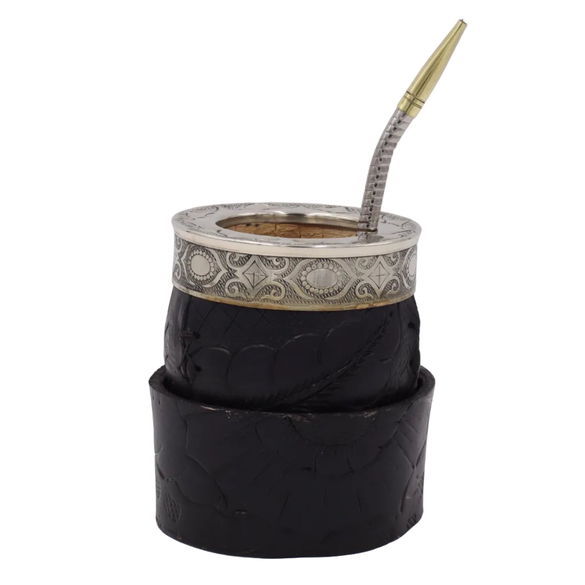Maté Impérial Noir Labrado sculpté main avec bombilla inox. Pièce unique argentine.