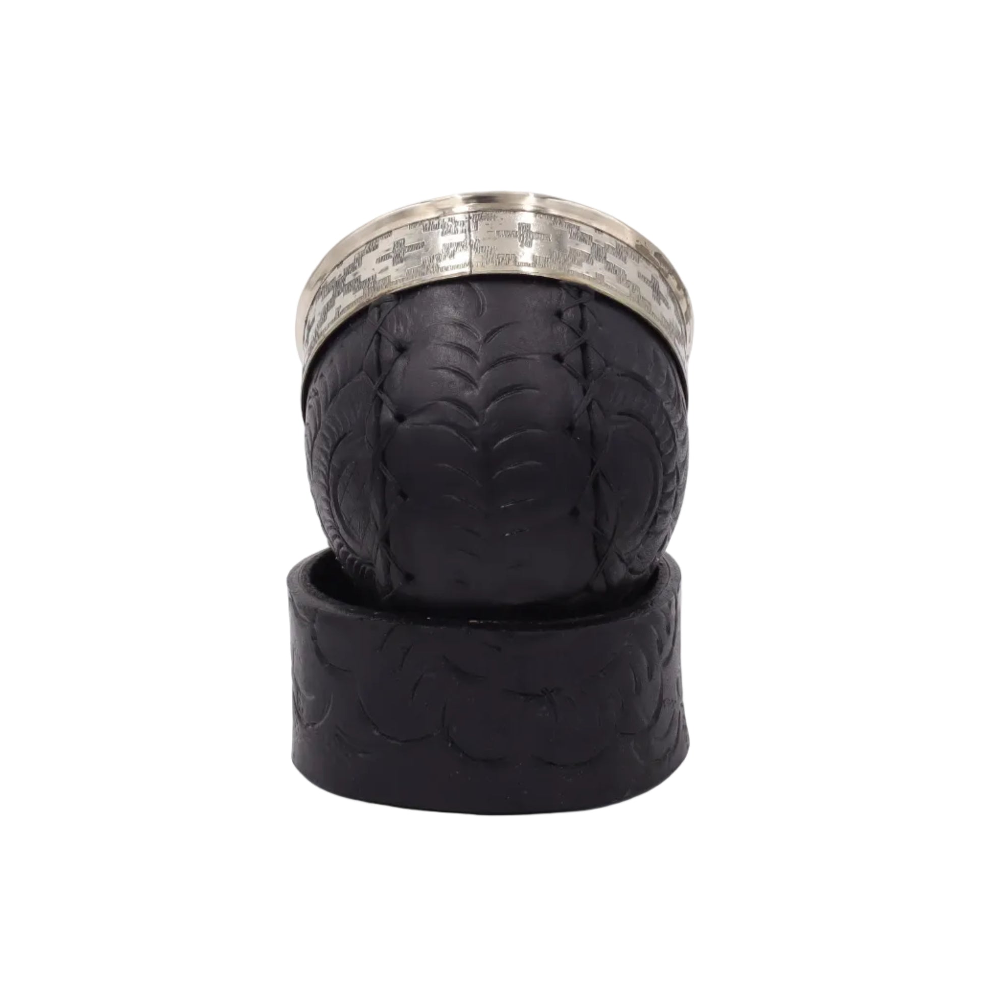 Vue du dessous : Fond en cuir noir avec coutures artisanales renforcées pour une stabilité robuste.