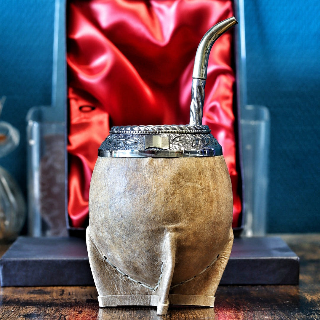 Mate torpedo impérial cuir brut couture main avec bombilla Pico de Loro coffret rouge exemplaire 2