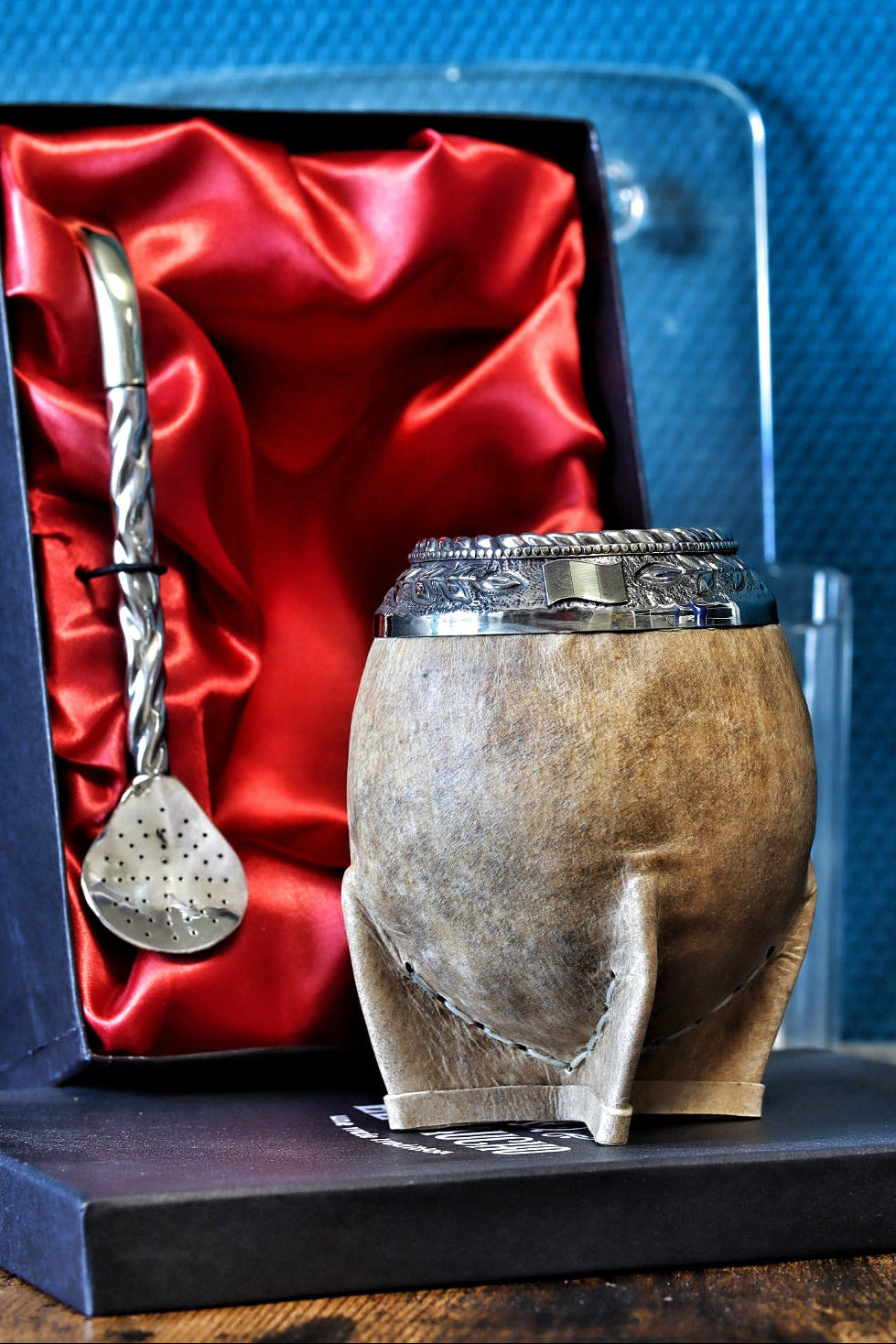 Mate torpedo impérial cuir brut couture main avec bombilla Pico de Loro coffret rouge exemplaire 2