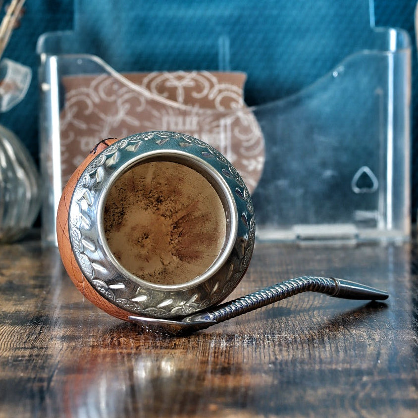 Torpedo Maître – Édition "Quadrillage" (Cuir Camel & Base Alpaca) - El Gaucho avec bombilla en acyer