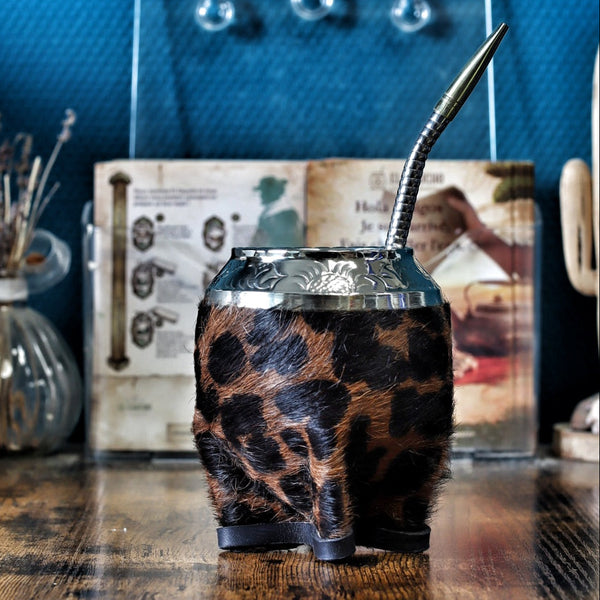 Maté Torpedo Animal Print : Double Cuir & Virole Ciselée