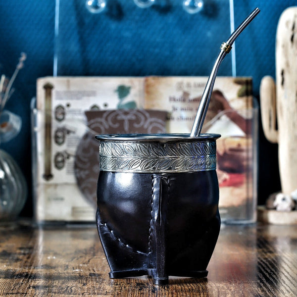 Maté Impérial Deluxe Ciselé Floral - Alpaca & Inox Double Couche