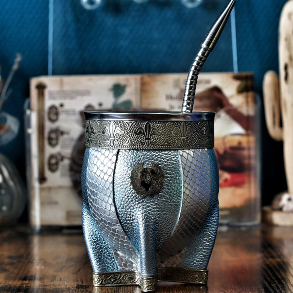 Maté Imperial AFA Premium - Édition Cinta Flor de Lys (Céleste & Blanc)