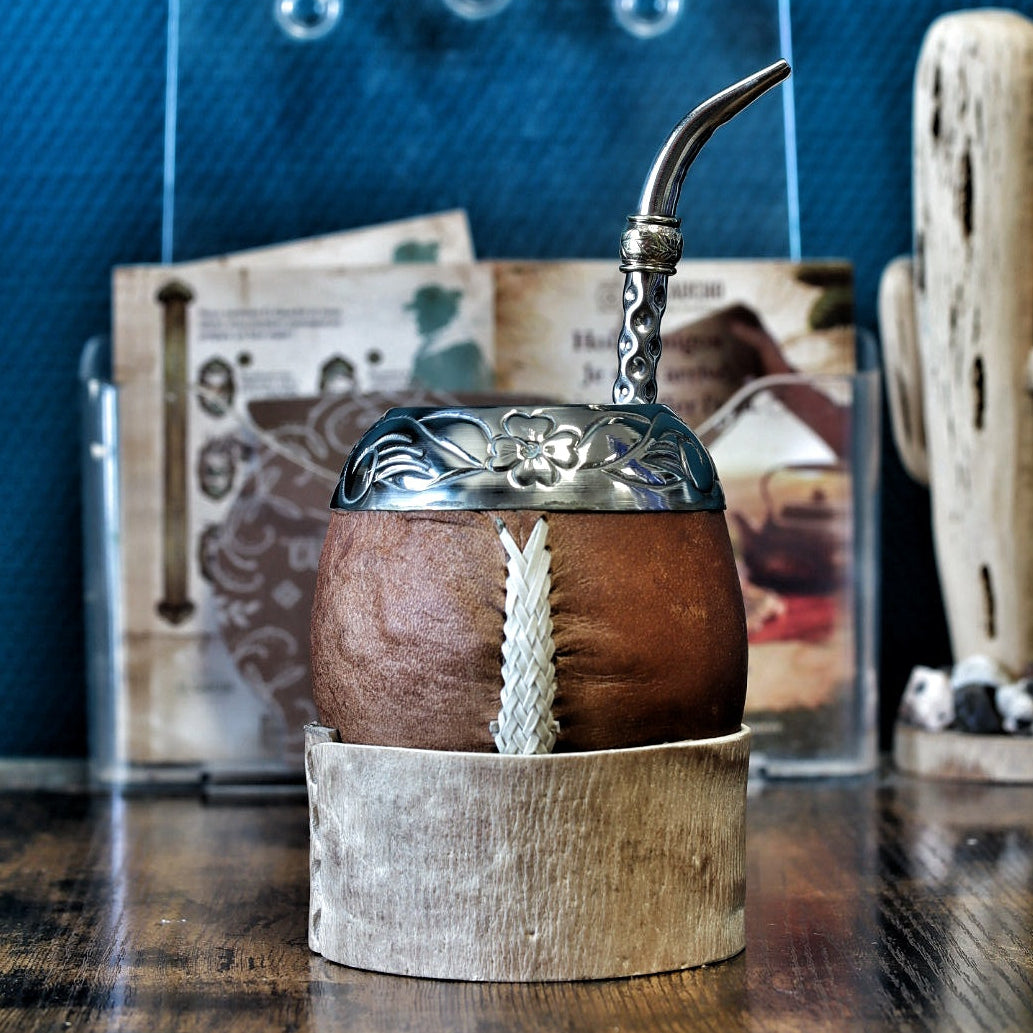 Maté Torpedo El Patrón cuir chèvre tressé virole alpaca ciselée al lacre artisanal Argentine 260ml