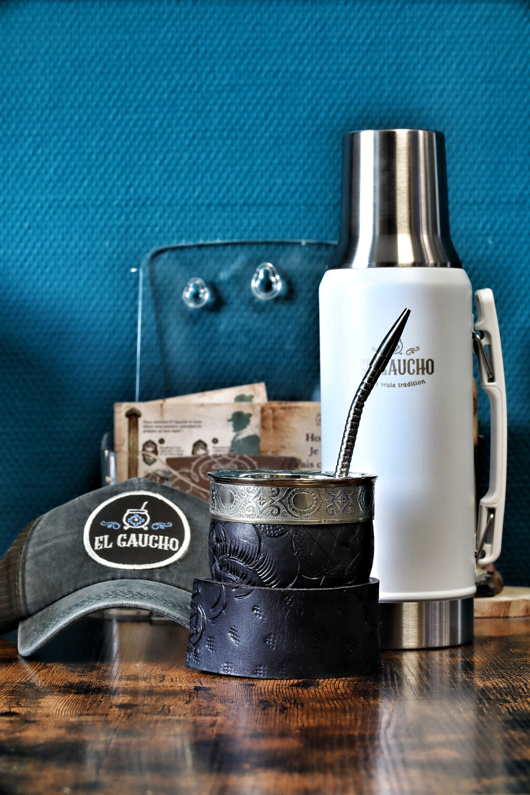 Combo Maté Impérial Signature avec Thermo Gaucho blanc 1L, coffret maté artisanal d'Argentine