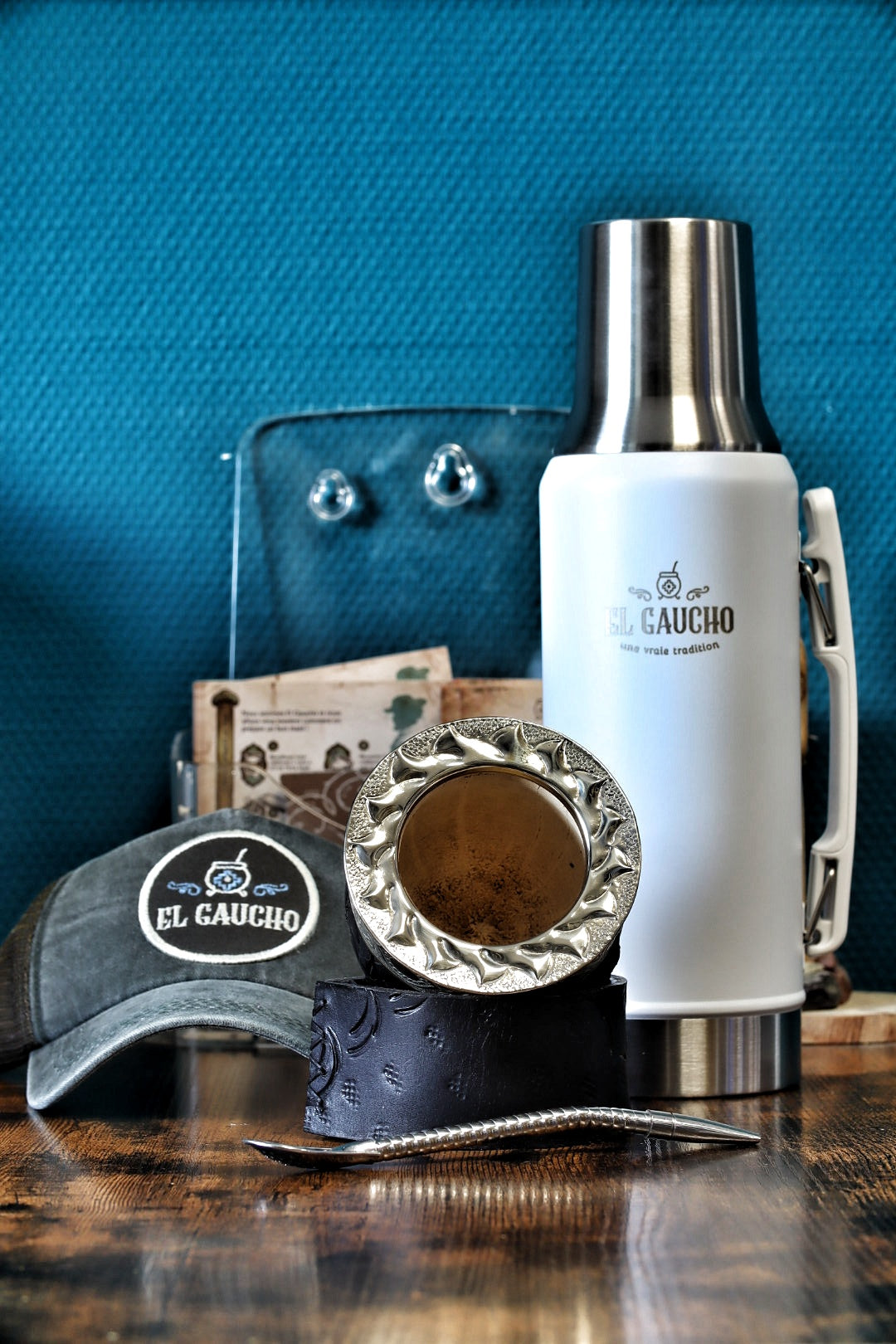 Combo Maté Impérial Signature avec Thermo Gaucho blanc 1L, coffret maté artisanal d'Argentine