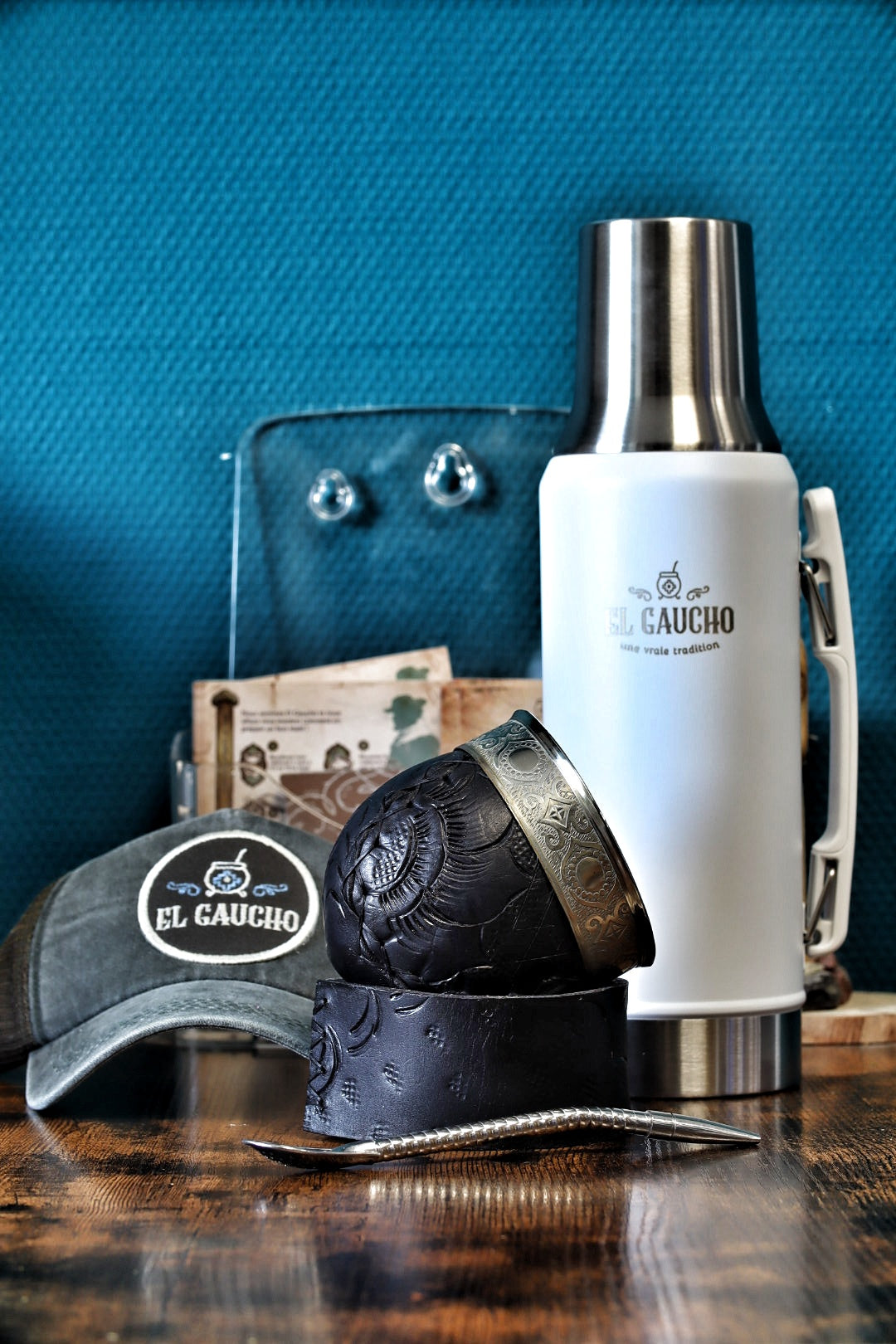 Combo Maté Impérial Signature avec Thermo Gaucho blanc 1L, coffret maté artisanal d'Argentine