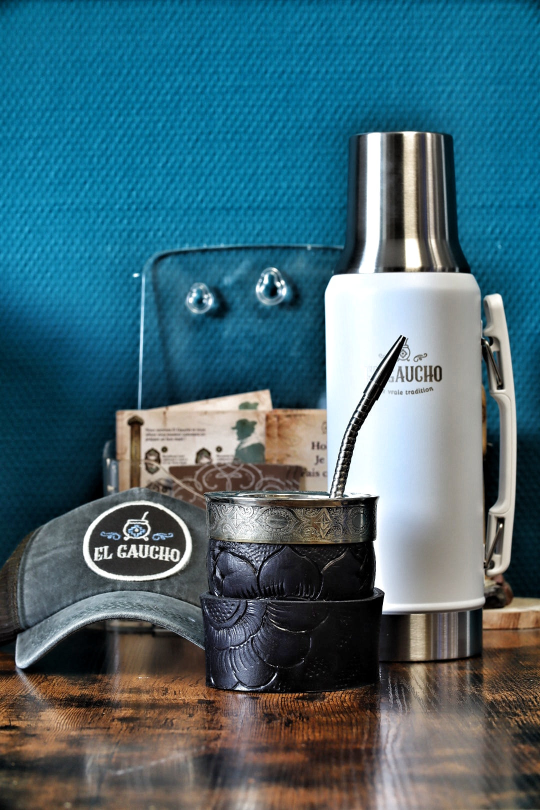 Combo Maté Impérial Sauvage avec Thermo Gaucho blanc 1L, coffret maté artisanal d'Argentine
