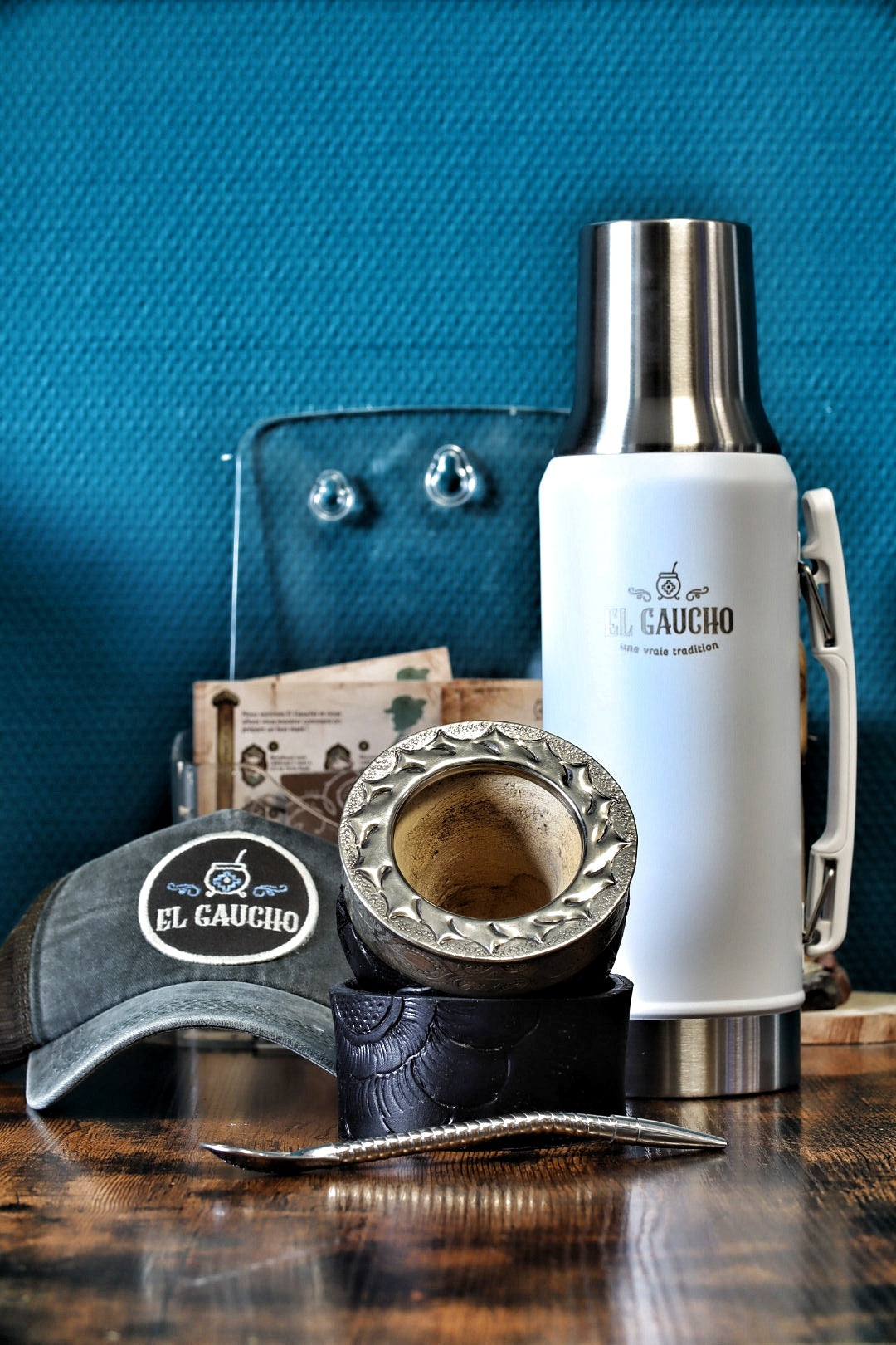 Combo Maté Impérial Sauvage avec Thermo Gaucho blanc 1L, coffret maté artisanal d'Argentine