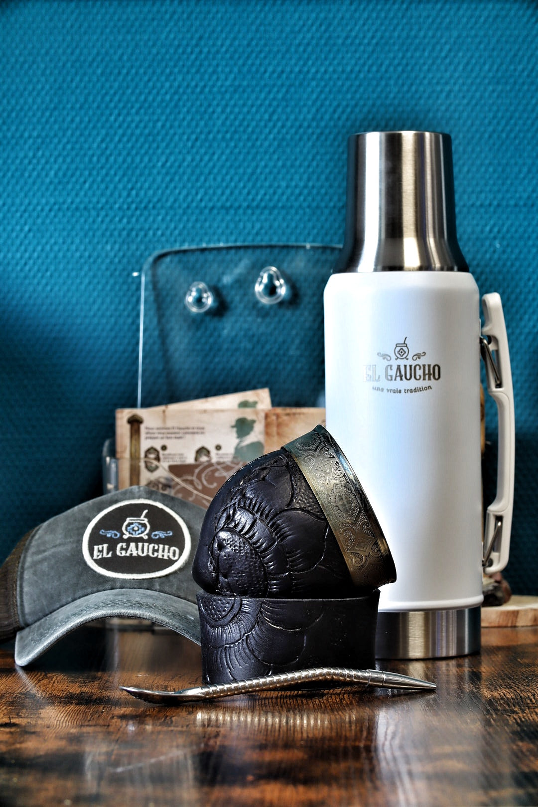 Combo Maté Impérial Sauvage avec Thermo Gaucho blanc 1L, coffret maté artisanal d'Argentine