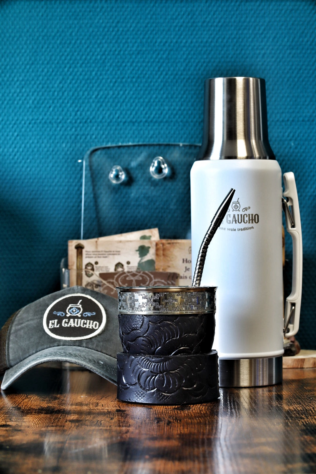 Combo Maté Impérial Fusion avec Thermo Gaucho blanc 1L, coffret maté artisanal d'Argentine