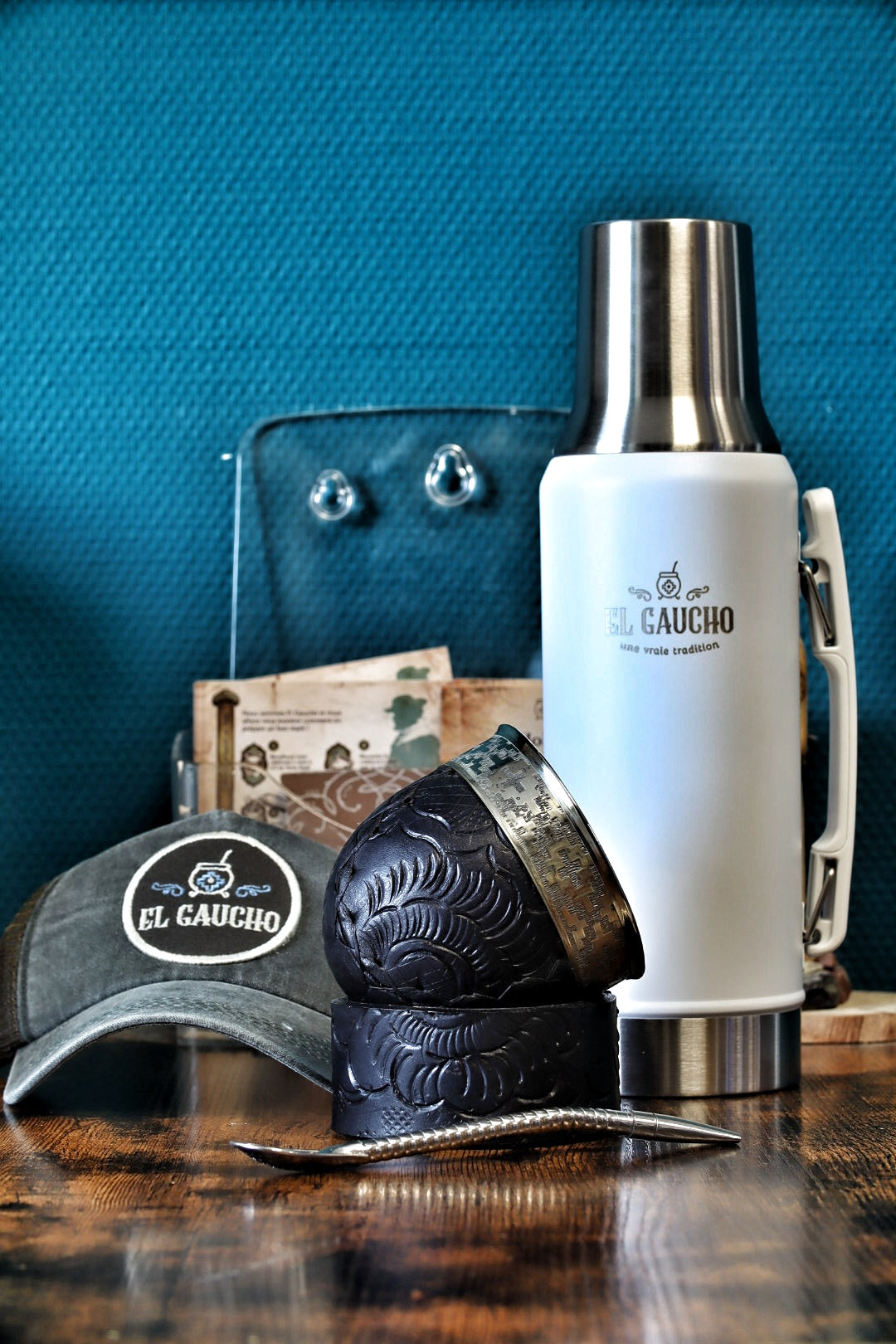 Combo Maté Impérial Fusion avec Thermo Gaucho blanc 1L, coffret maté artisanal d'Argentine