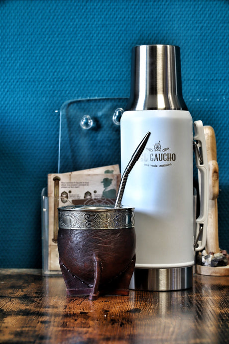 Combo Maté Impérial Classique chocolat avec Thermo Gaucho blanc 1L