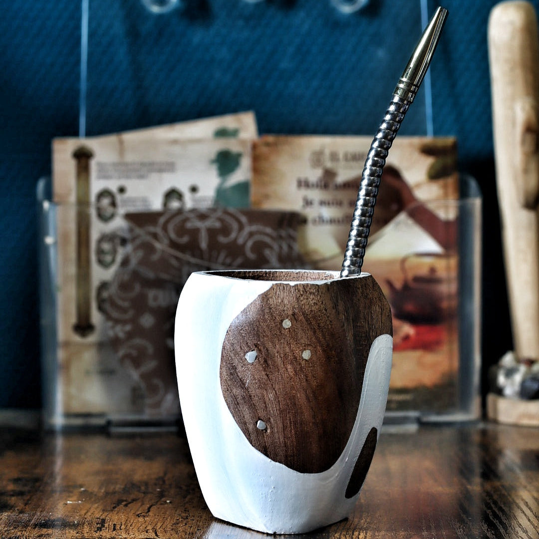 Maté Ranchero Cruz del Sur en bois, 4 clous laiton (Croix du Sud), bombilla acier inox incluse