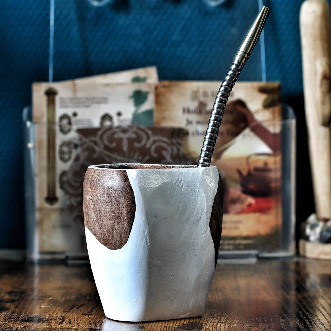 Maté Ranchero Cruz del Sur en bois, 4 clous laiton (Croix du Sud), bombilla acier inox incluse