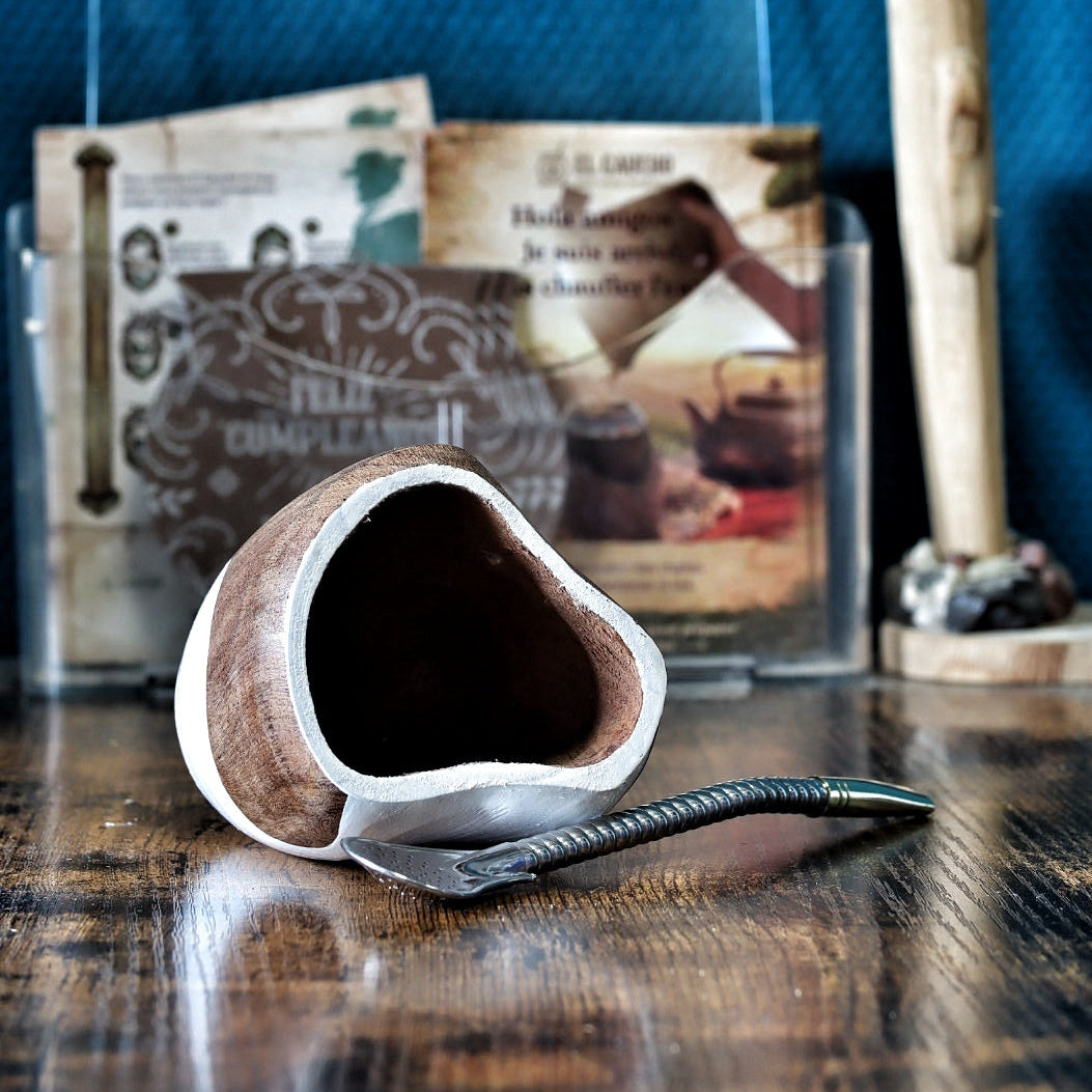 Maté Ranchero Cruz del Sur en bois, 4 clous laiton (Croix du Sud), bombilla acier inox incluse