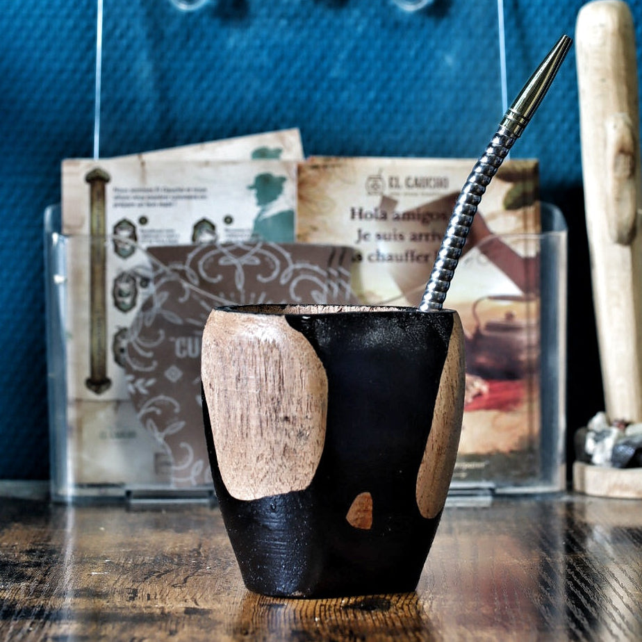 Maté Ranchero Cruz del Sur en bois, 4 clous laiton (Croix du Sud), bombilla acier inox incluse