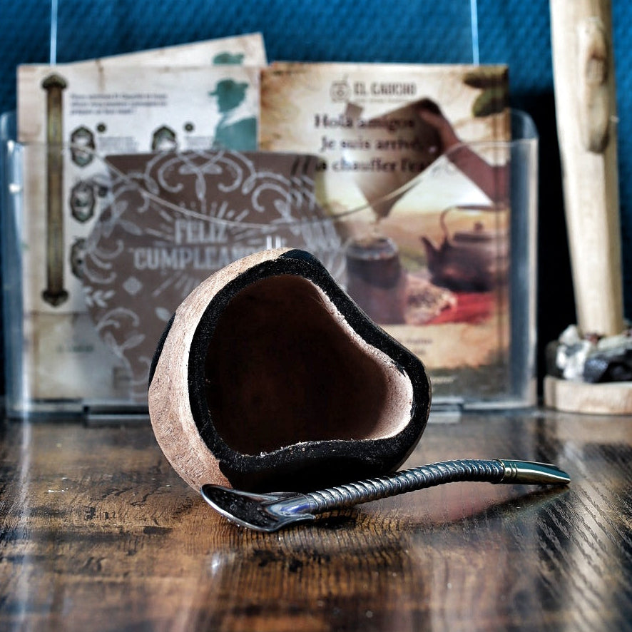 Maté Ranchero Cruz del Sur en bois, 4 clous laiton (Croix du Sud), bombilla acier inox incluse