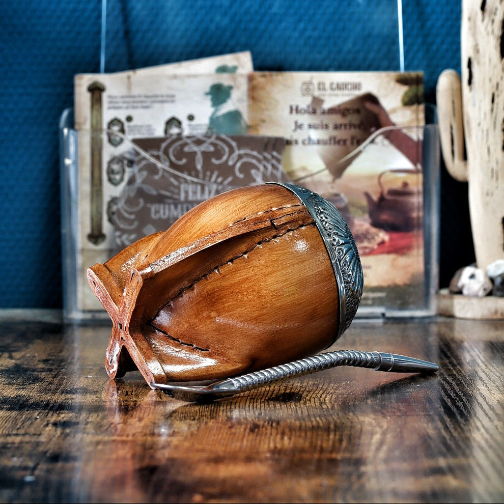 Pieds renforcés en cuir du maté torpedo premium camel aspect bois, Modèle 2