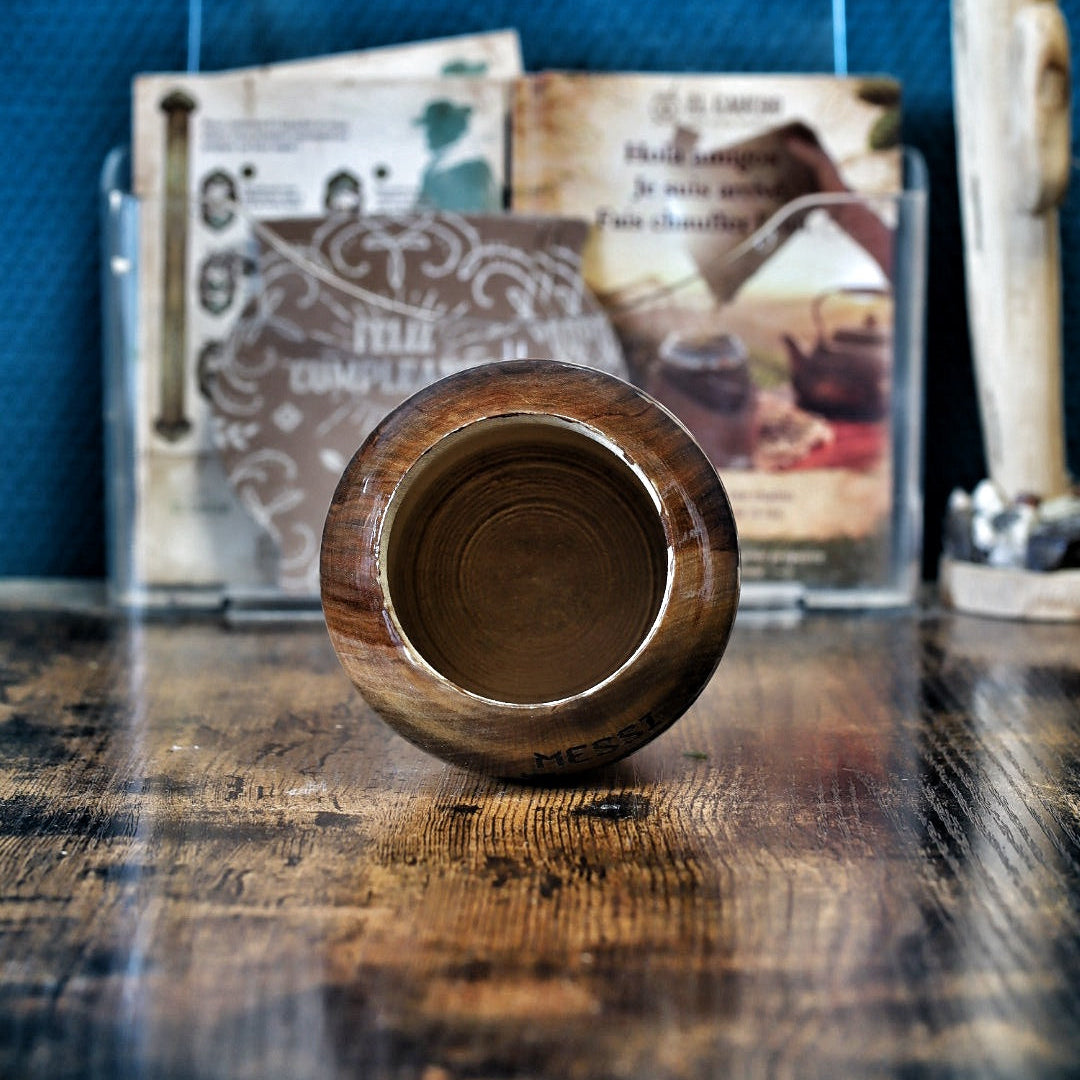 Mate en bois Messi 10, capacité environ 230 ml, édition Coupe du Monde