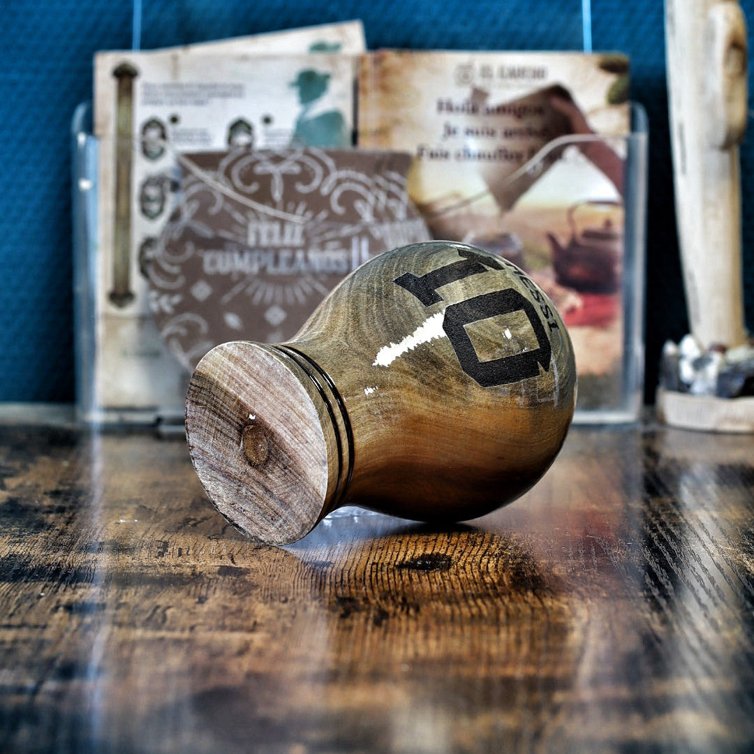 Mate Coupe du Monde Messi en bois d'algarrobo massif, gravure du 10
