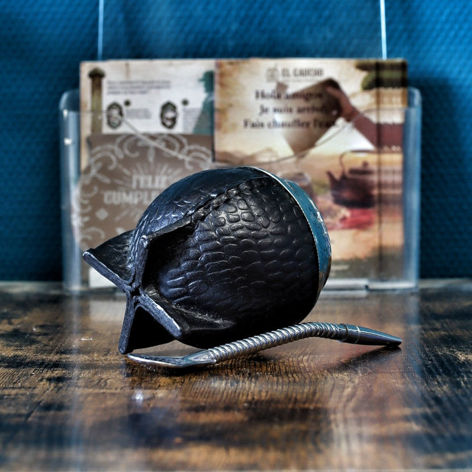 Maté Torpedo Premium Croco Noir N°2 — cuir effet crocodile — vue de profil