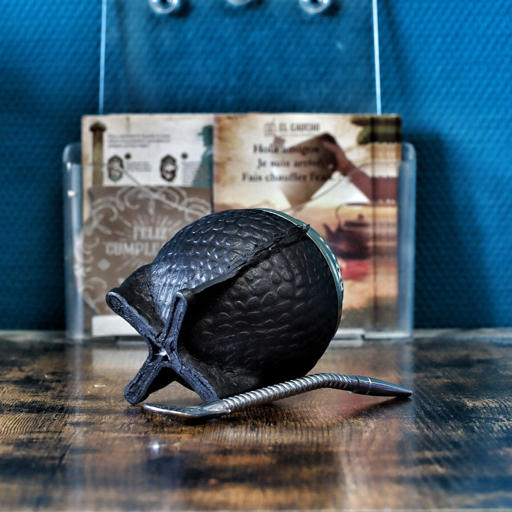 Maté Torpedo Premium Croco Noir N°1 — cuir effet crocodile — vue de profil