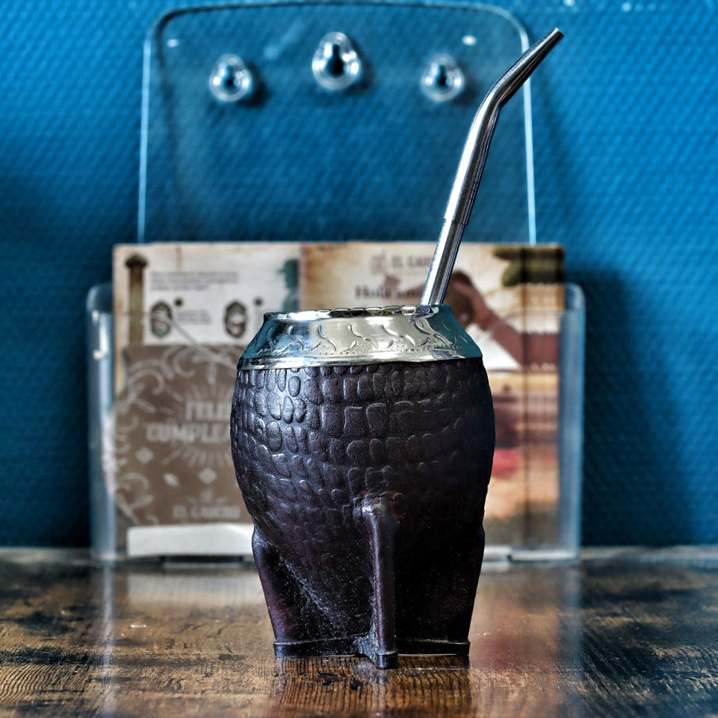 Maté Torpedo Premium Croco Marron Chocolat — cuir effet crocodile