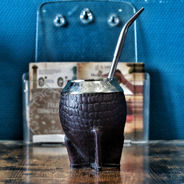 Maté Torpedo Premium Croco Marron Chocolat — cuir effet crocodile