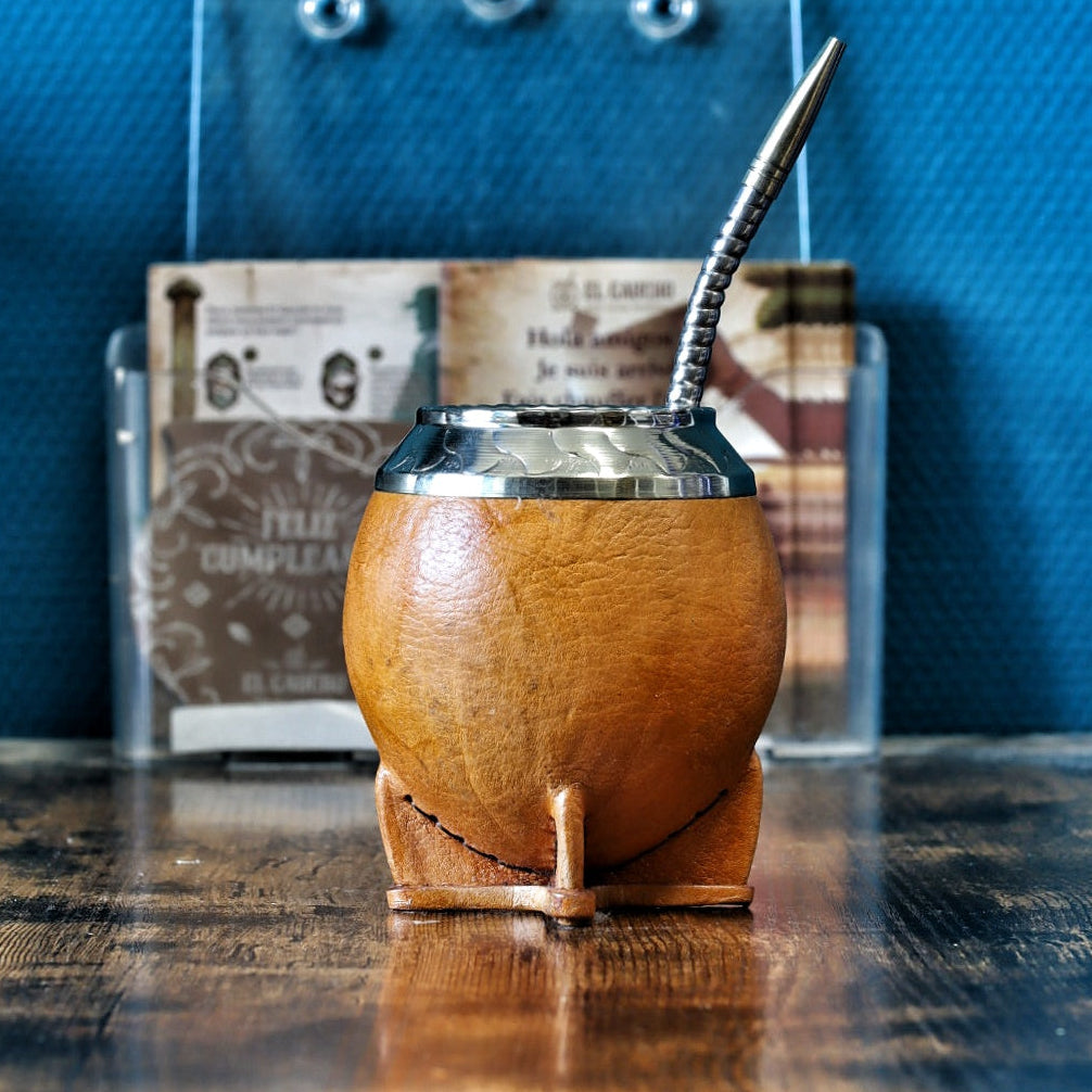 Maté Torpedo Classique Camel — Couture Uruguayenne, Pièce Unique N°2