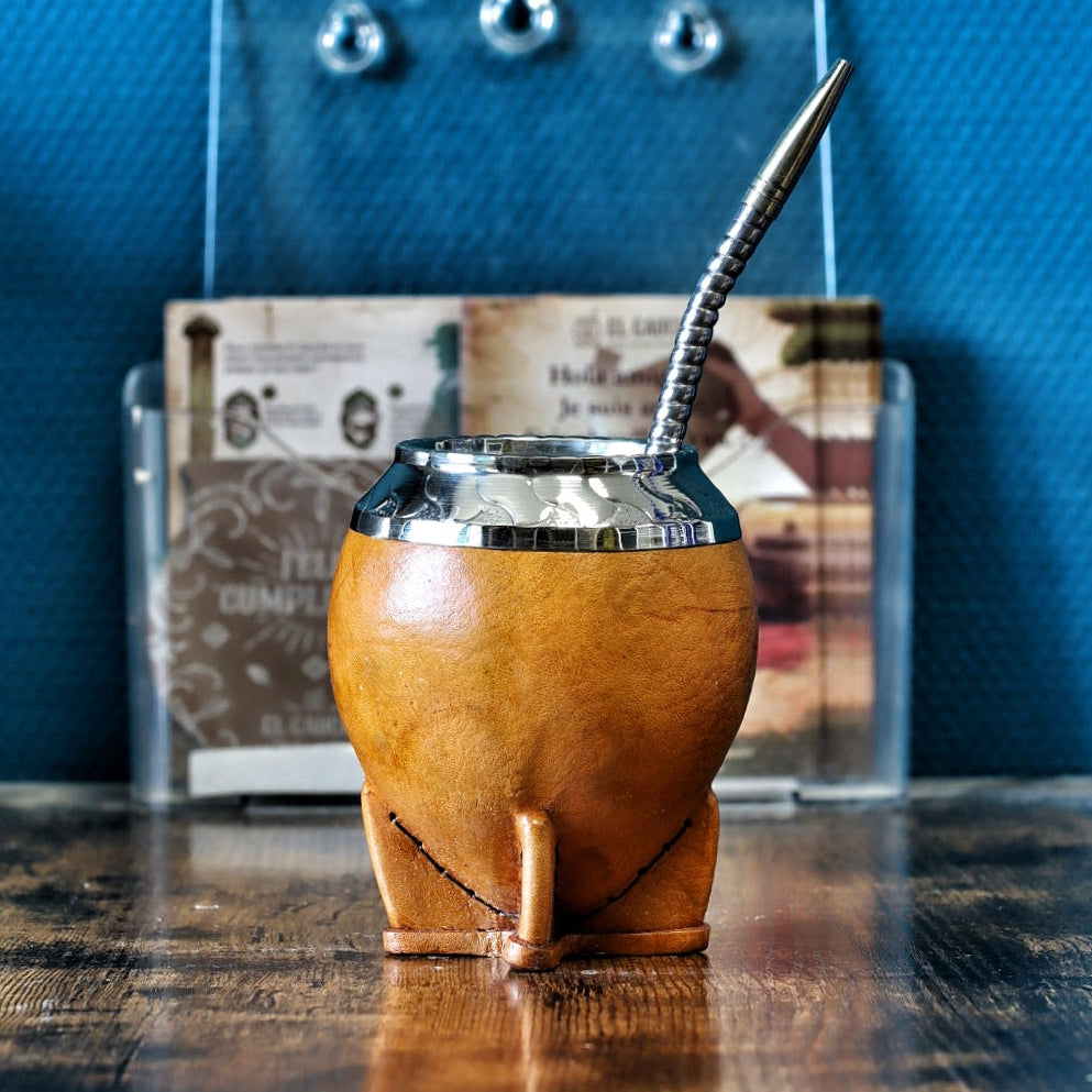 Maté Torpedo Classique Camel — Couture Uruguayenne, Pièce Unique N°1