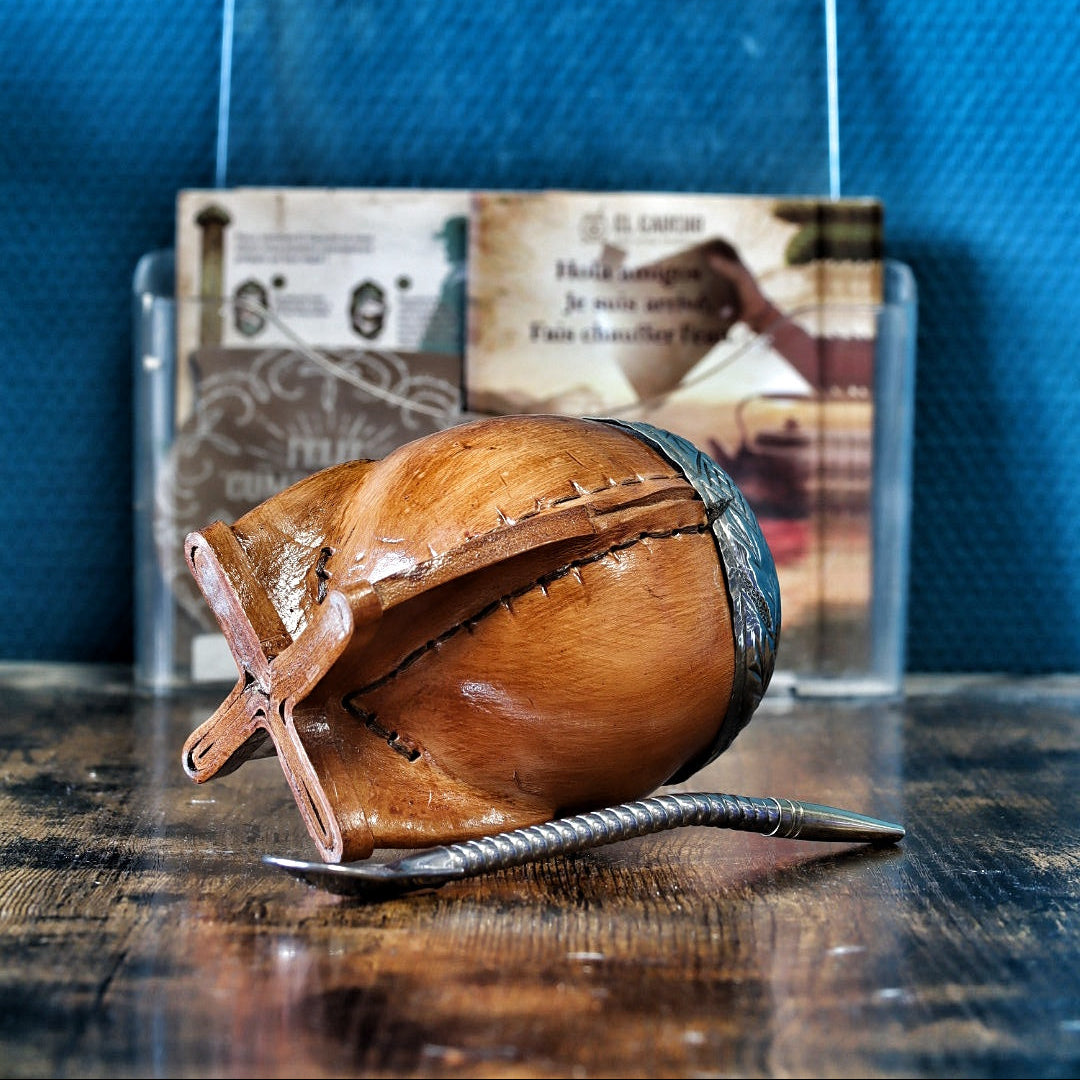 Maté Torpedo Premium Camel Bois — Modèle 7 — aspect bois — détail