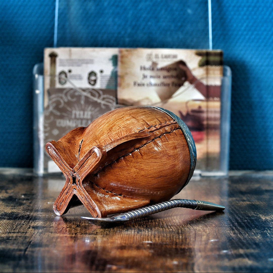 Maté Torpedo Premium Camel Bois — Modèle 8 — aspect bois — détail