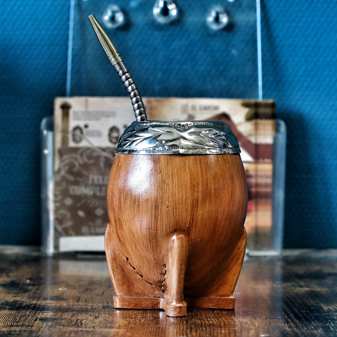 Maté Torpedo Premium Camel Bois — Modèle 1 — aspect bois — vue de face