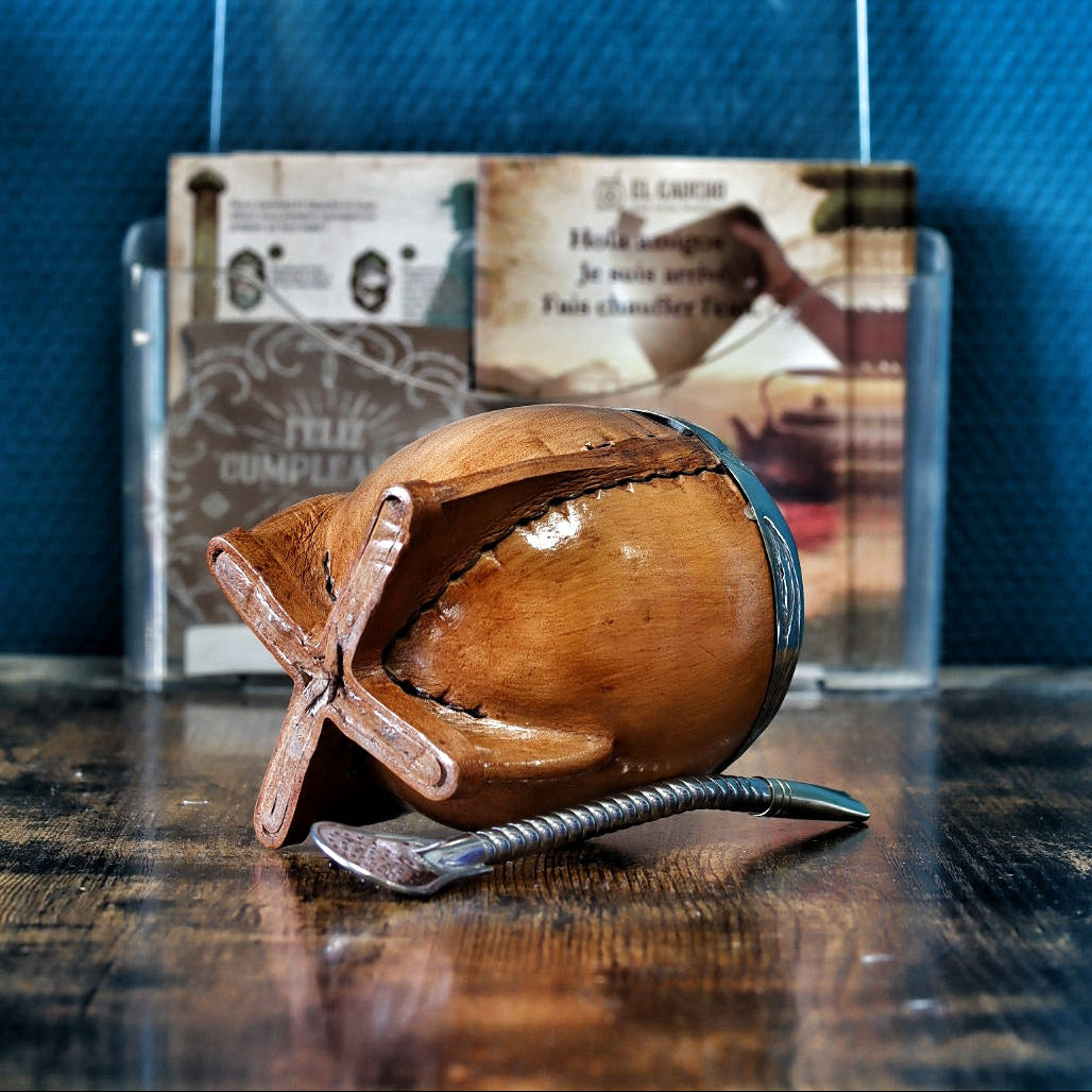 Maté Torpedo Premium Camel Bois — Modèle 3 — aspect bois — détail