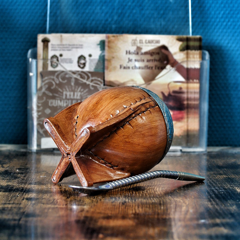 Maté Torpedo Premium Camel Bois — Modèle 4 — aspect bois — détail