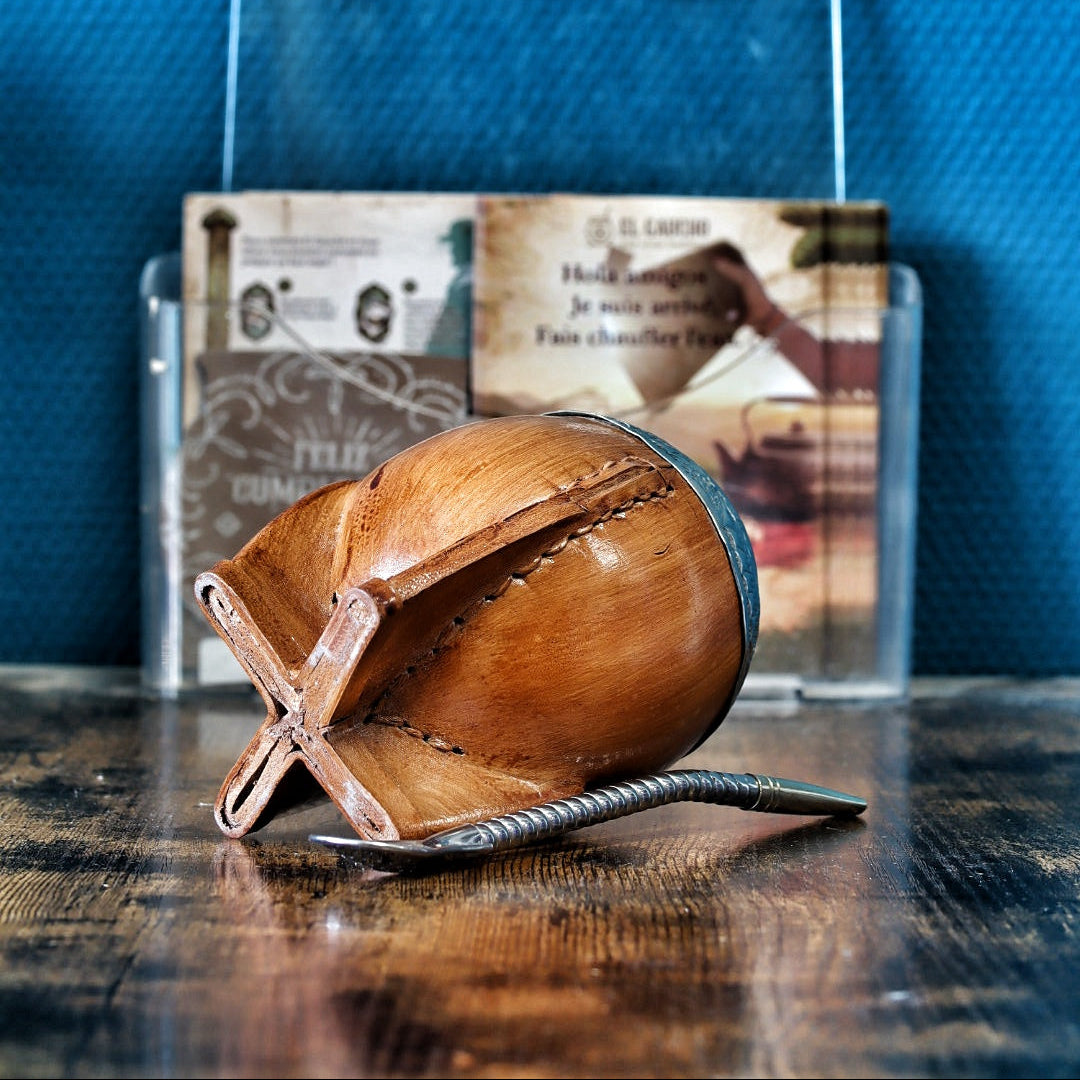 Maté Torpedo Premium Camel Bois — Modèle 5 — aspect bois — détail