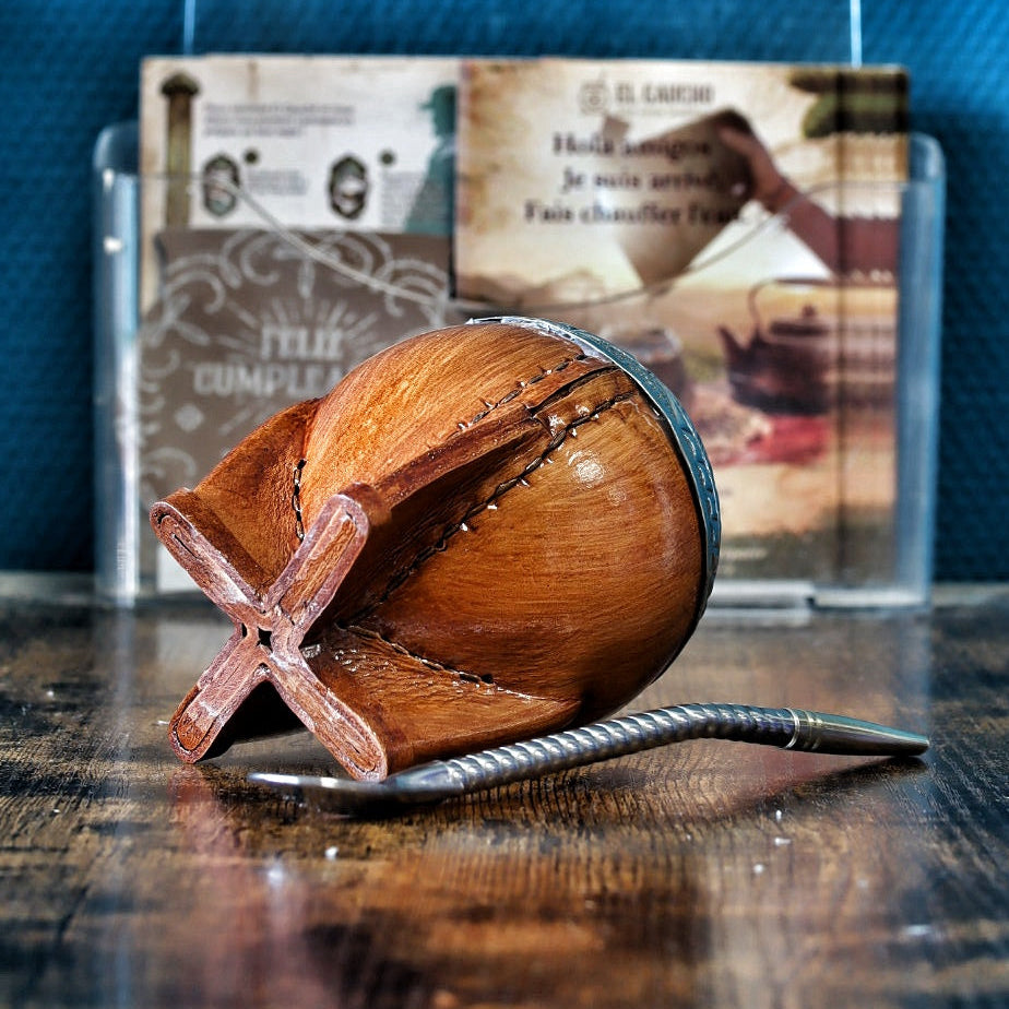 Maté Torpedo Premium Camel Bois — Modèle 6 — aspect bois — détail