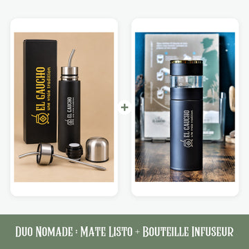 Le Mate Listo pour le maté à la bombilla et la Bouteille Infuseur pour les grosses doses et le tereré glacé. Deux façons de boire ton maté partout.