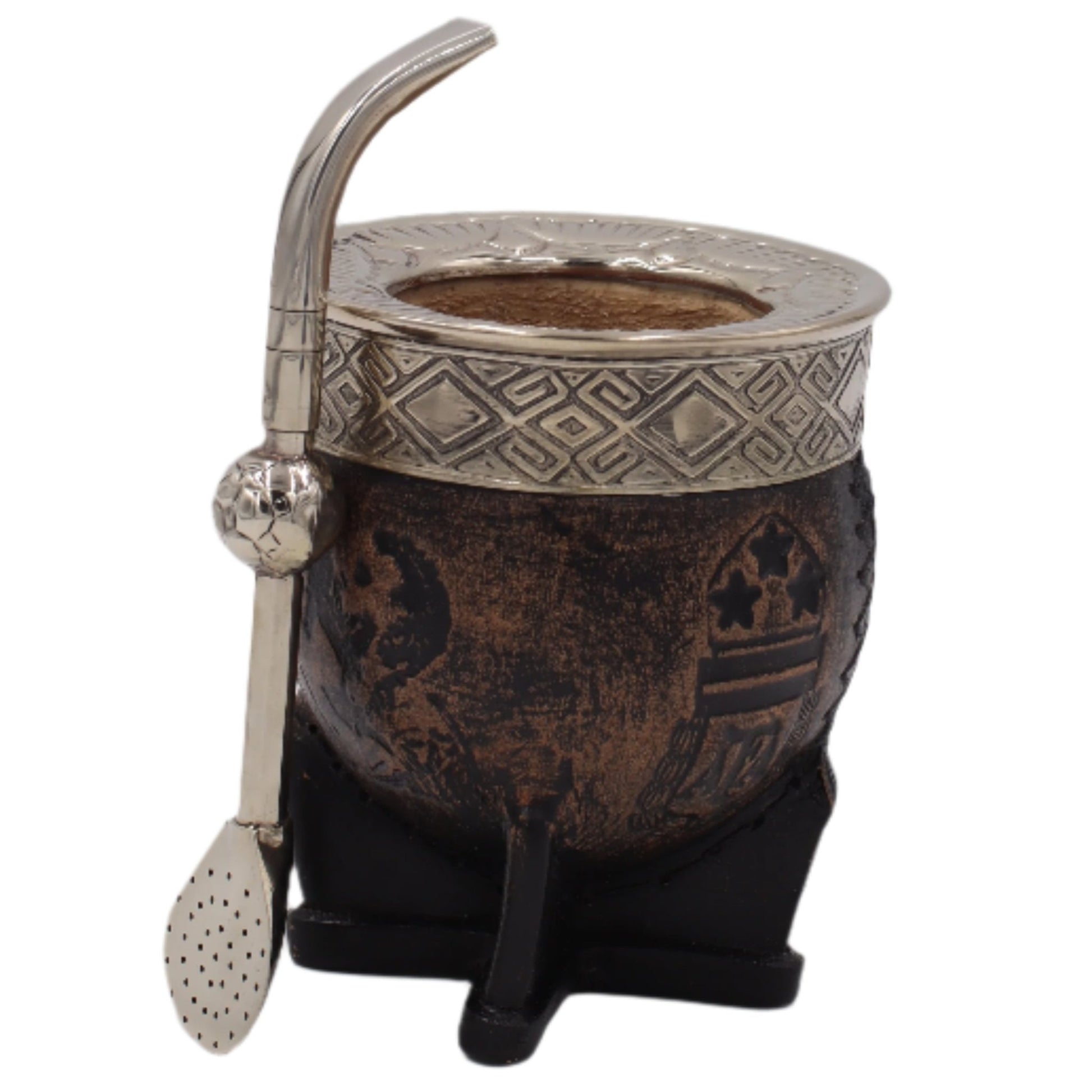 Bombillon en Alpaca avec Ballon de Foot Sculpté à la Main - El Gaucho une vraie tradition