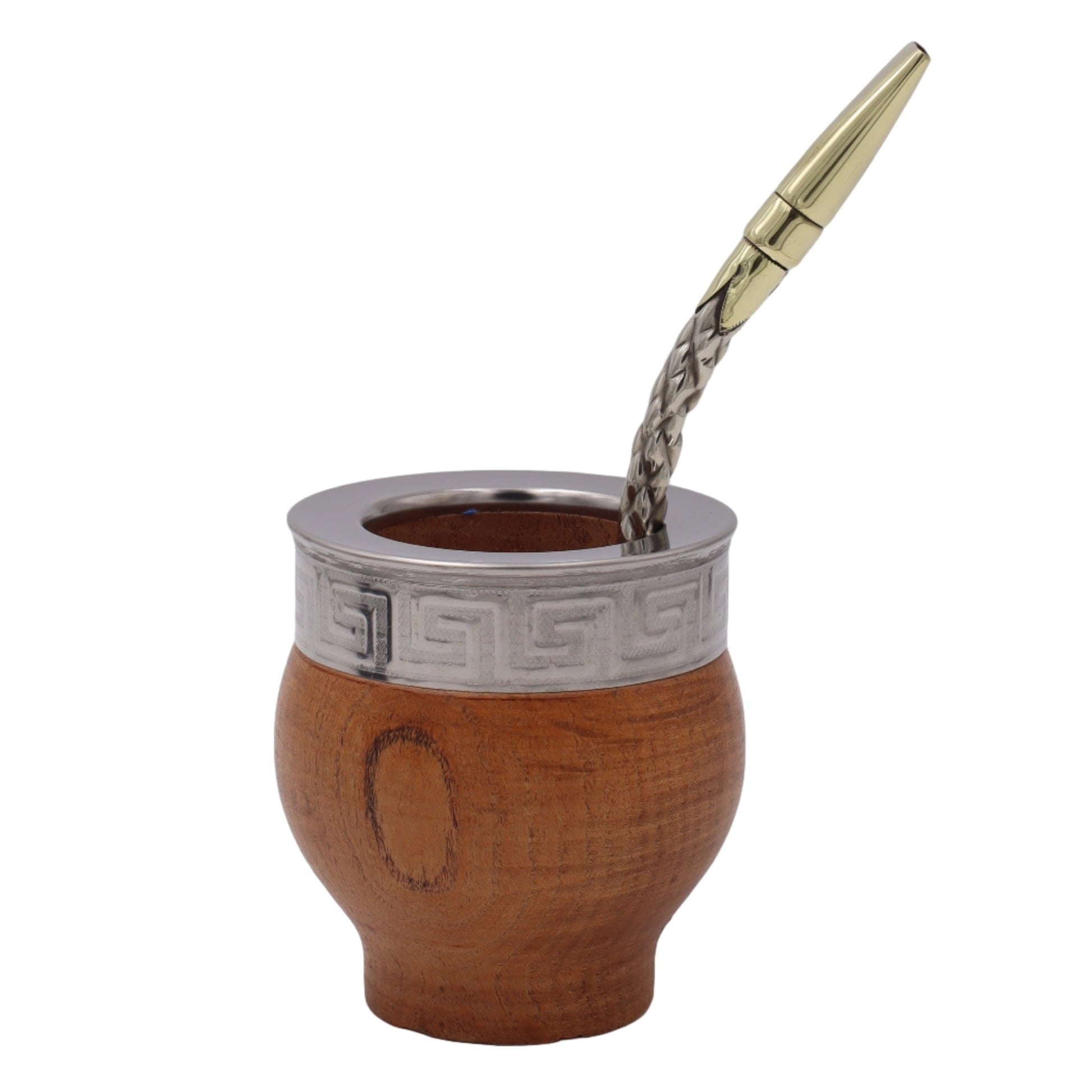 Détail du travail d'orfèvrerie sur bombillón Pico de Rey en alpaca et bronze - Variante 3.