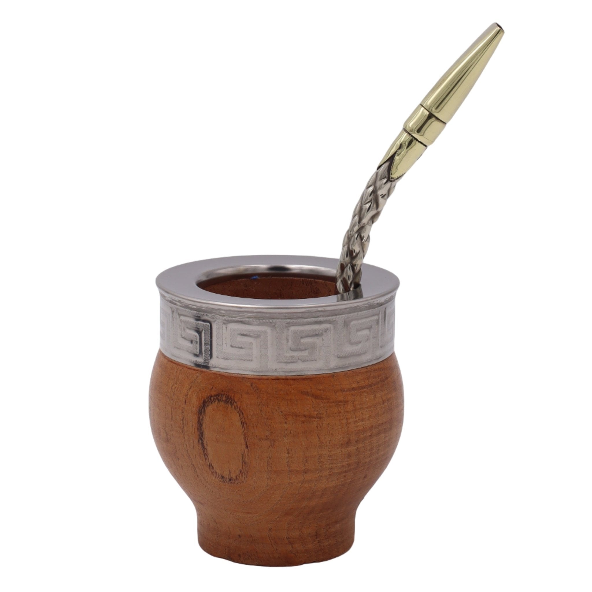 Détail du travail d'orfèvrerie sur bombillón Pico de Rey en alpaca et bronze - Variante 3.