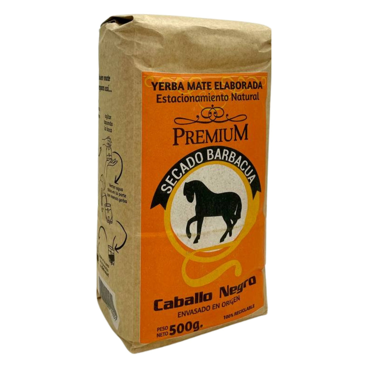 Caballo Negro Premium Barbacuá 500 g, paquet de profil